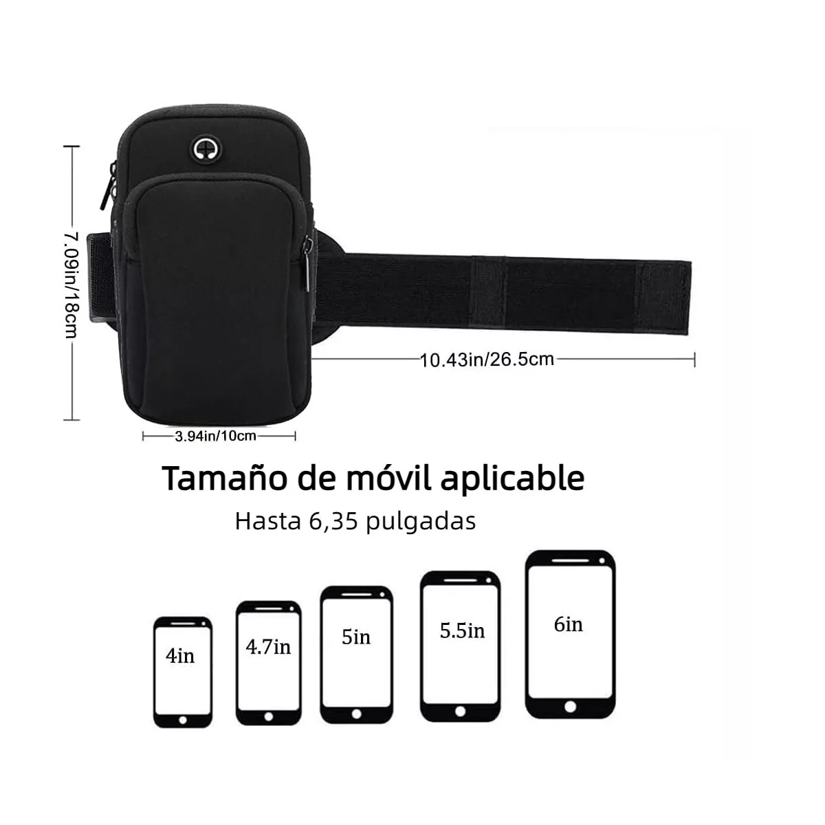Bolsa Deportiva De Banda Al Brazo P Celular 2 Pzas Negro/Verde