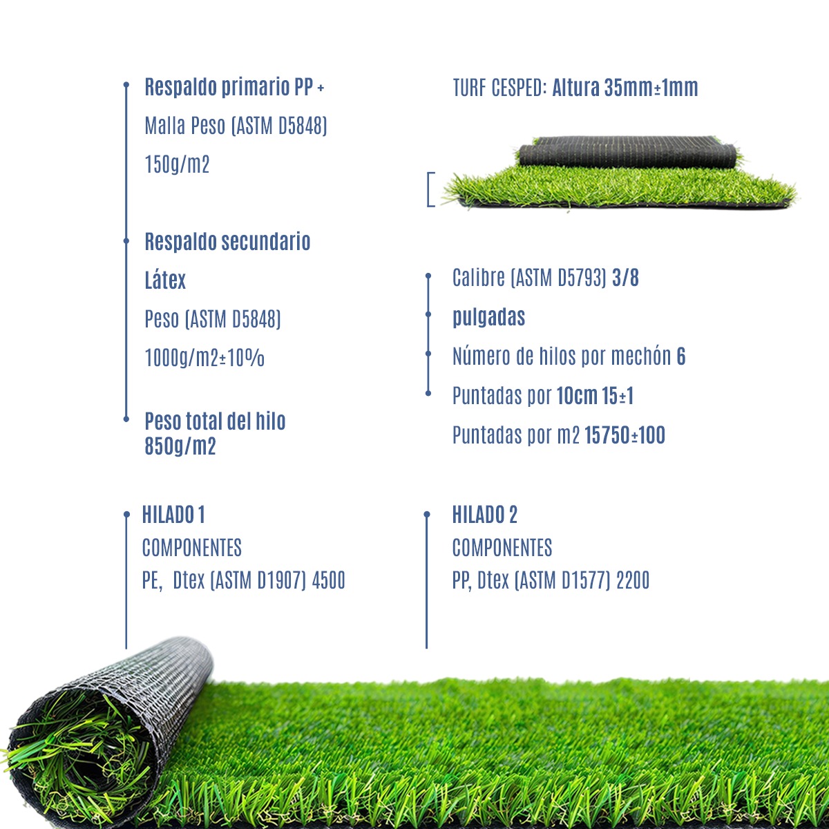 Pasto Sintético Artificial Premium Level Home 35 Mm 1 M²