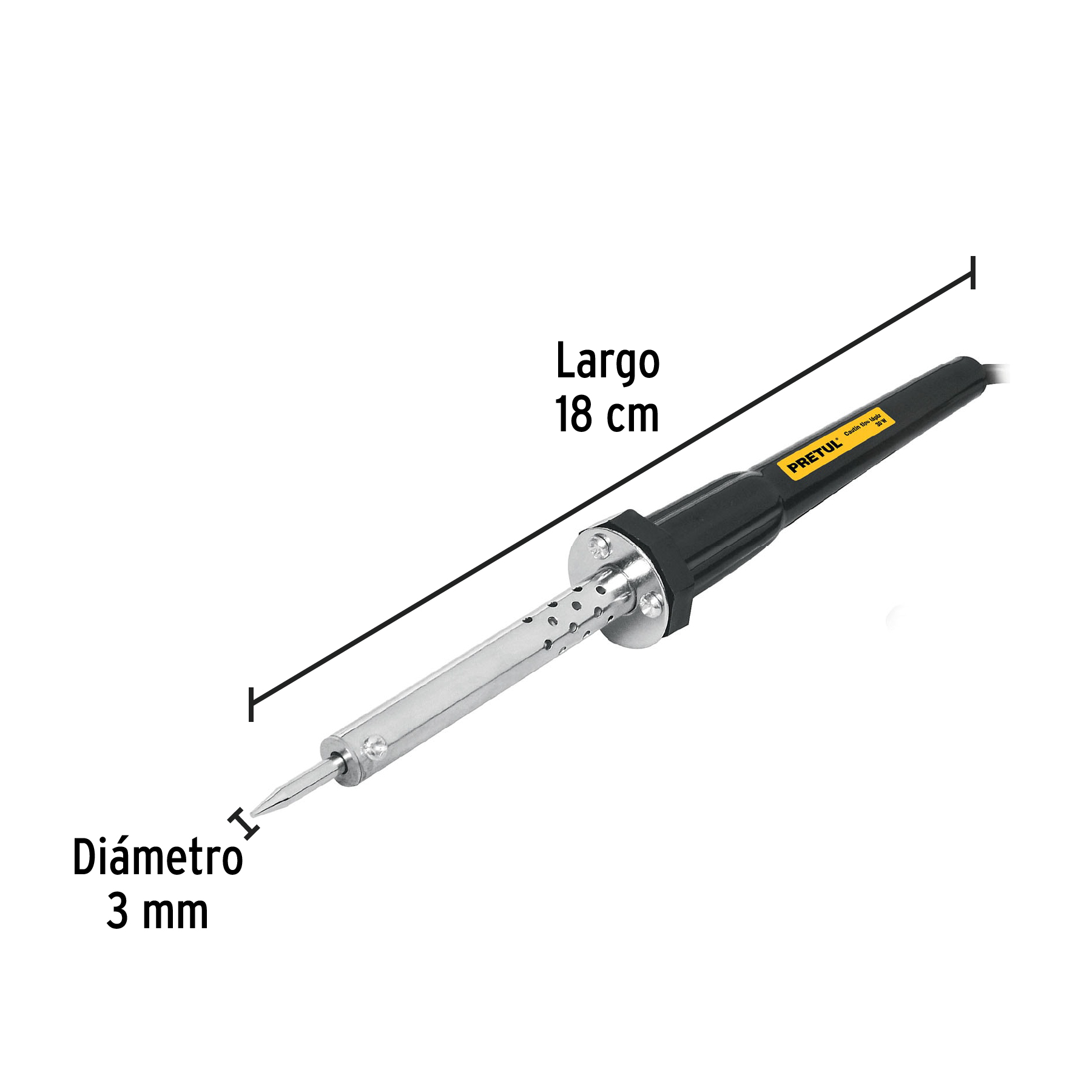 Cautín 30 W tipo lápiz para trabajo ligero, Pretul 22805