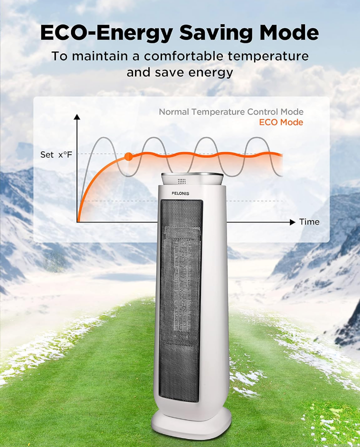 Calefactor eléctrico cerámico de torre oscilante portátil programable 