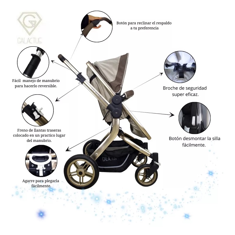 Carriola con Portabebe GALACTUS Draco Beige