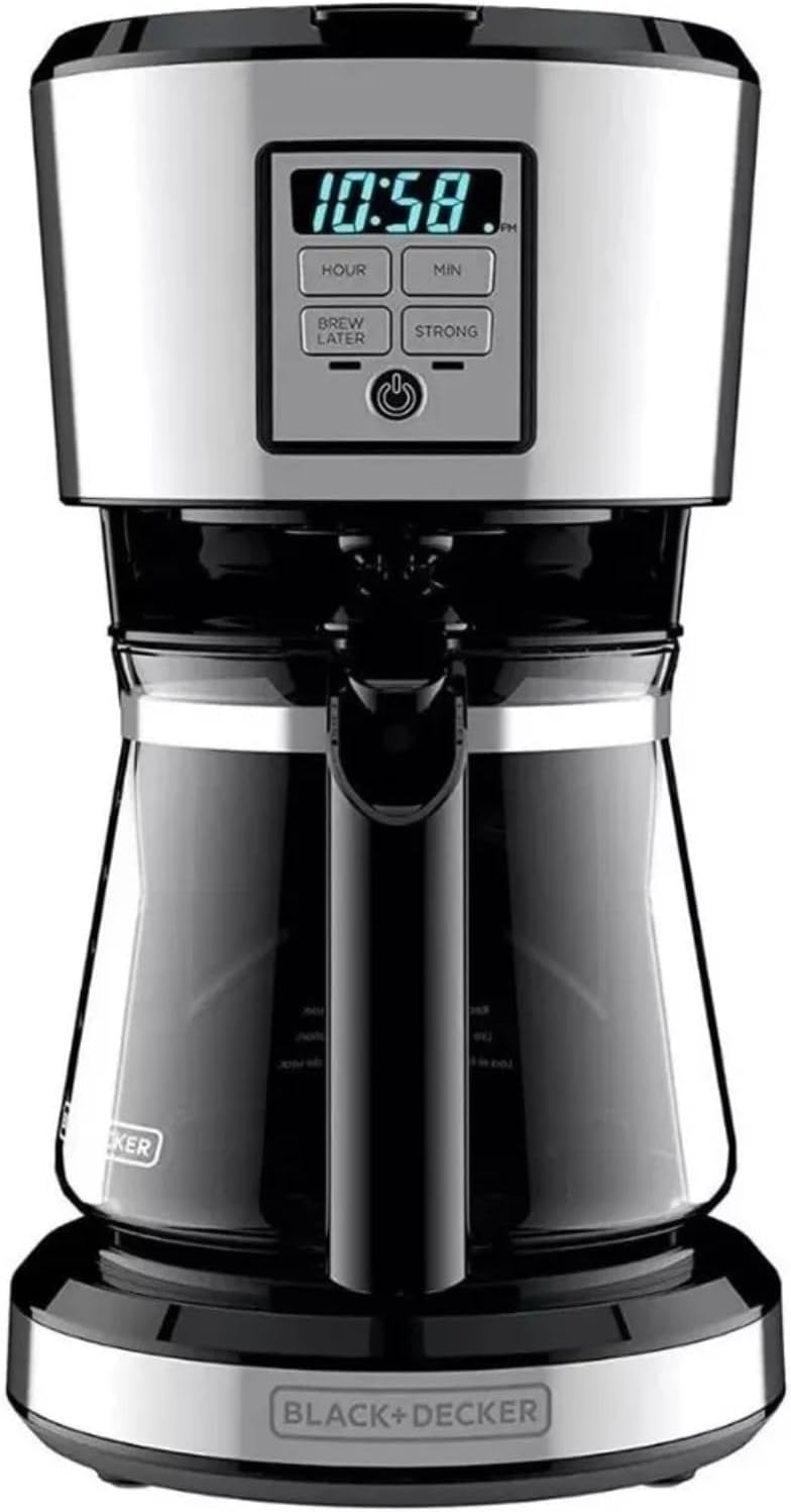 Cafetera BLACK & DECKER Programable 12 Tazas Plateada CM1231S-LA-NE