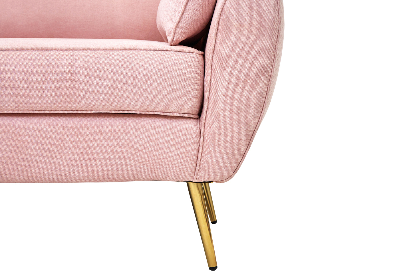 Sofá de 2 plazas con Tapizado Rosa. Estructura de Madera Sólida y Patas de Metal