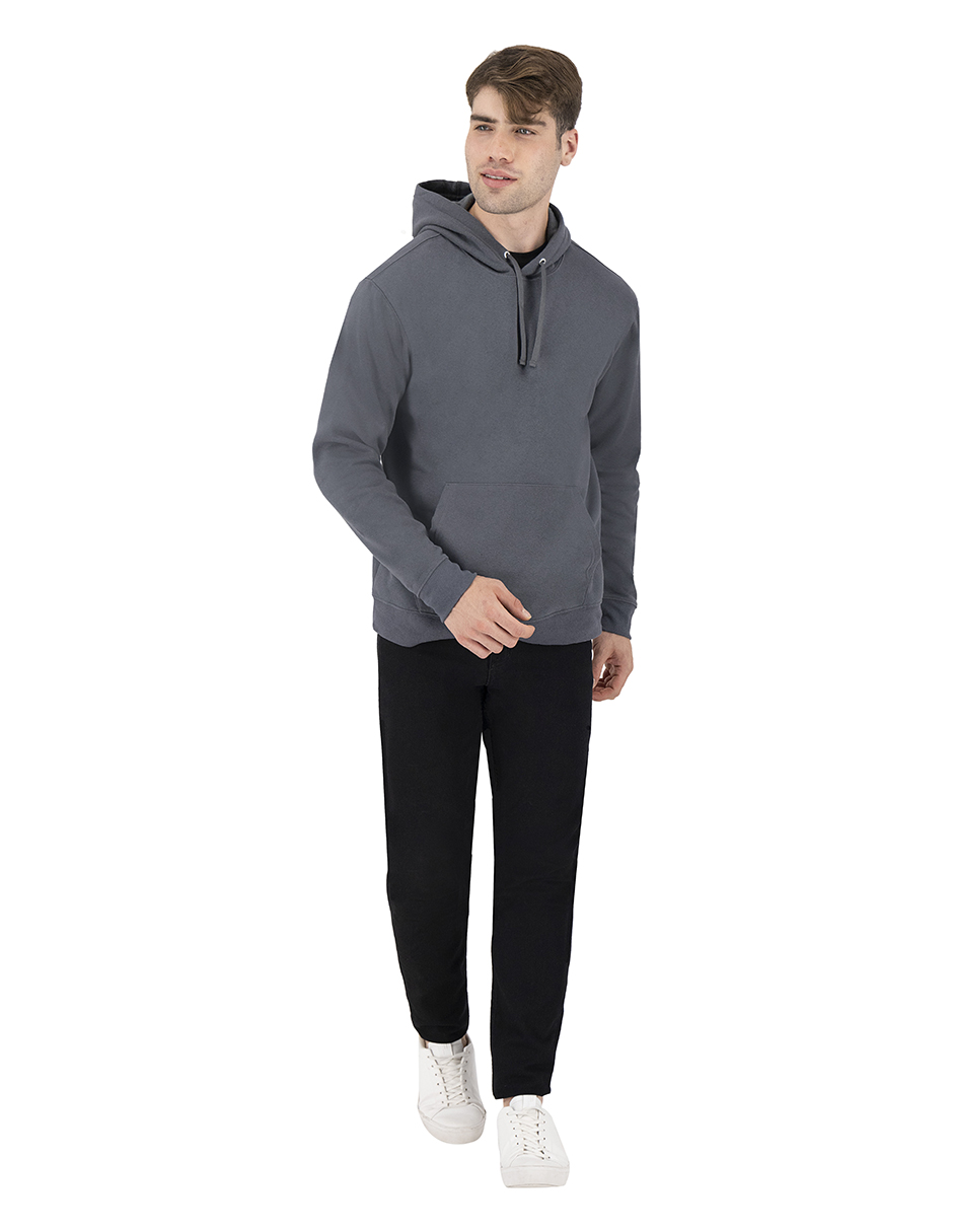 SUDADERA BÁSICA CON CAPUCHA GRIS CARBON EXTRA GRANDE INDICUM HOMBRE