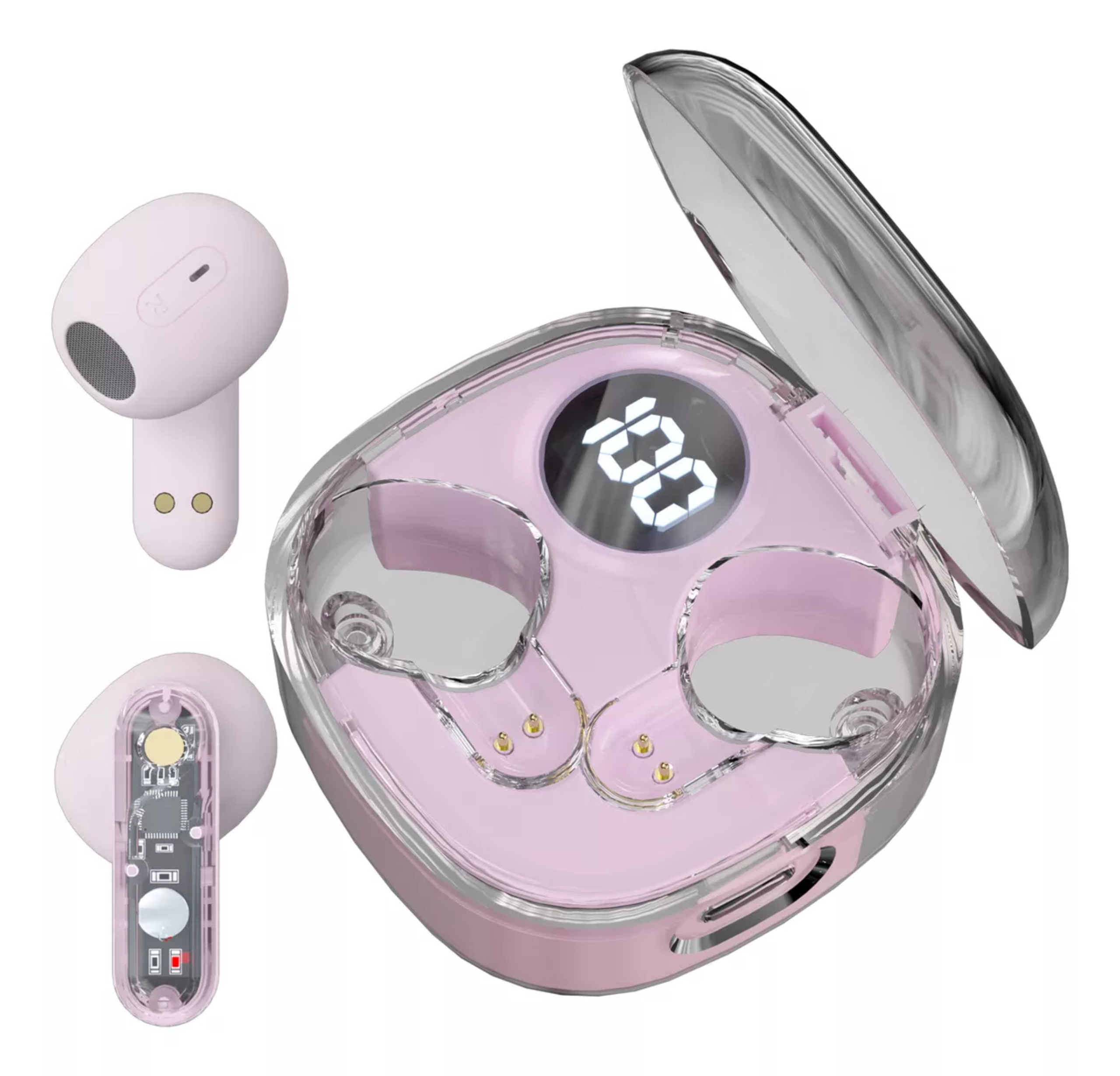 Audifonos In-ear Bluetooth Inalambricos Rosa Mvpsmart Led