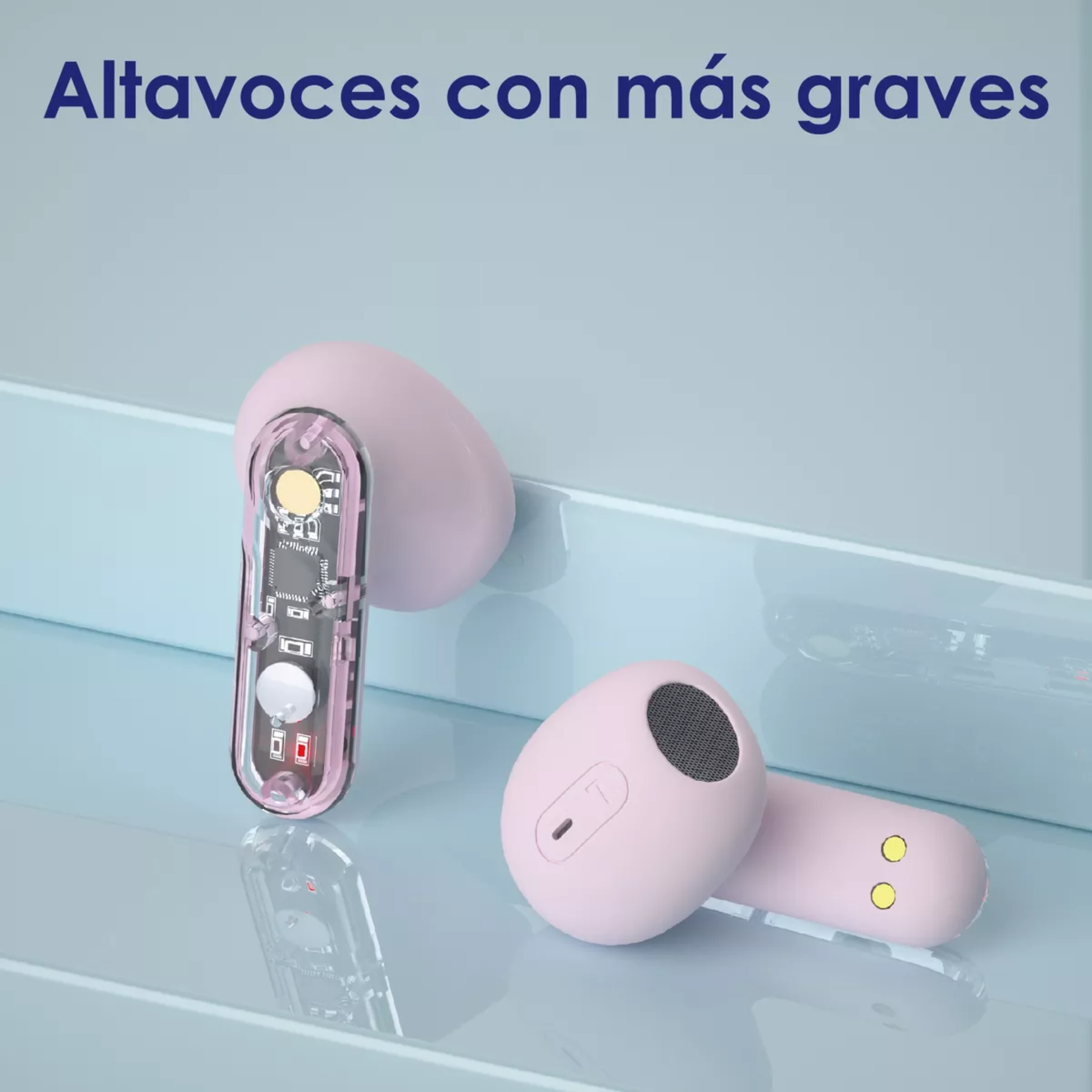 Audifonos In-ear Bluetooth Inalambricos Rosa Mvpsmart Led