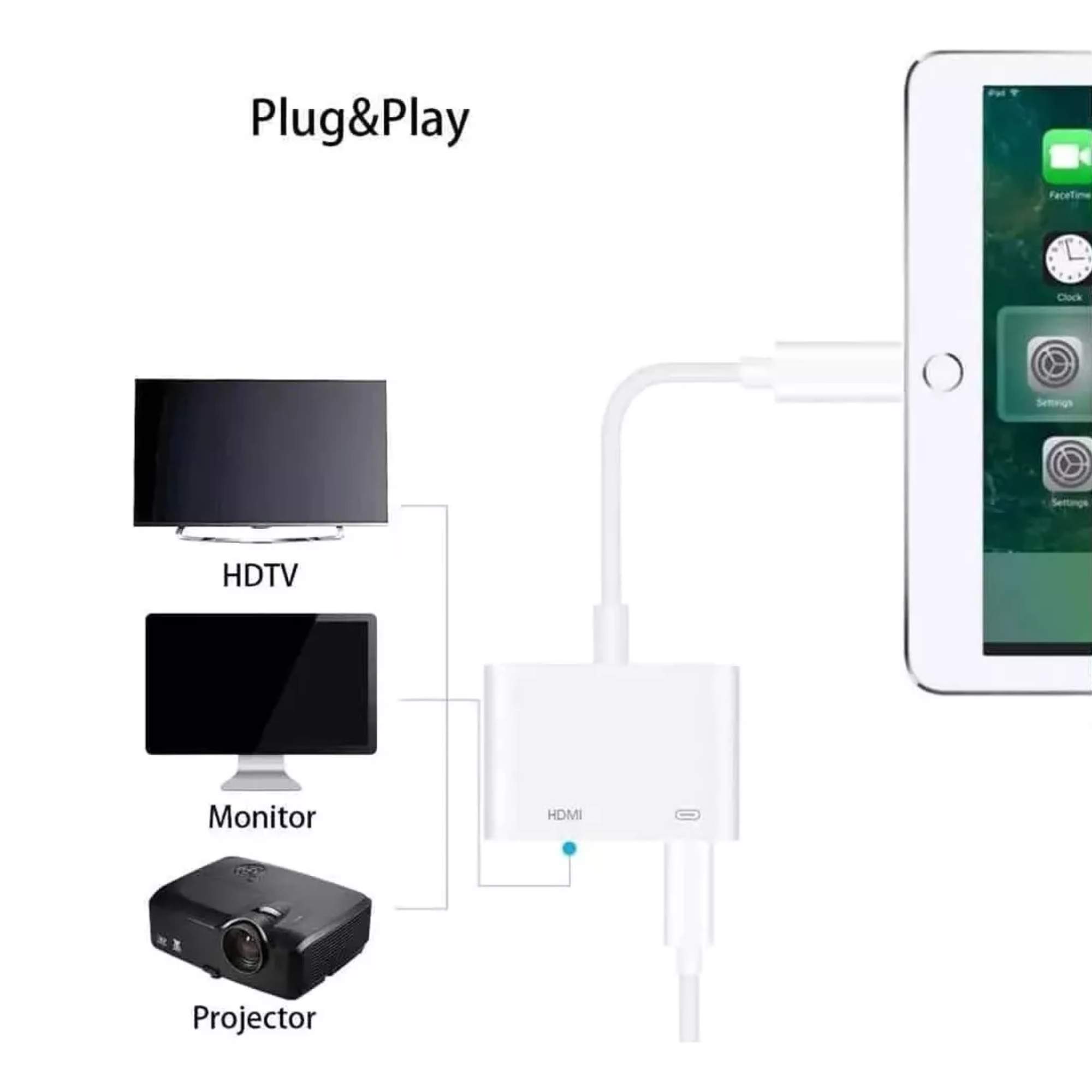 Adaptador Hdmi Lightning Av Digital 1080p Para iPhone iPad