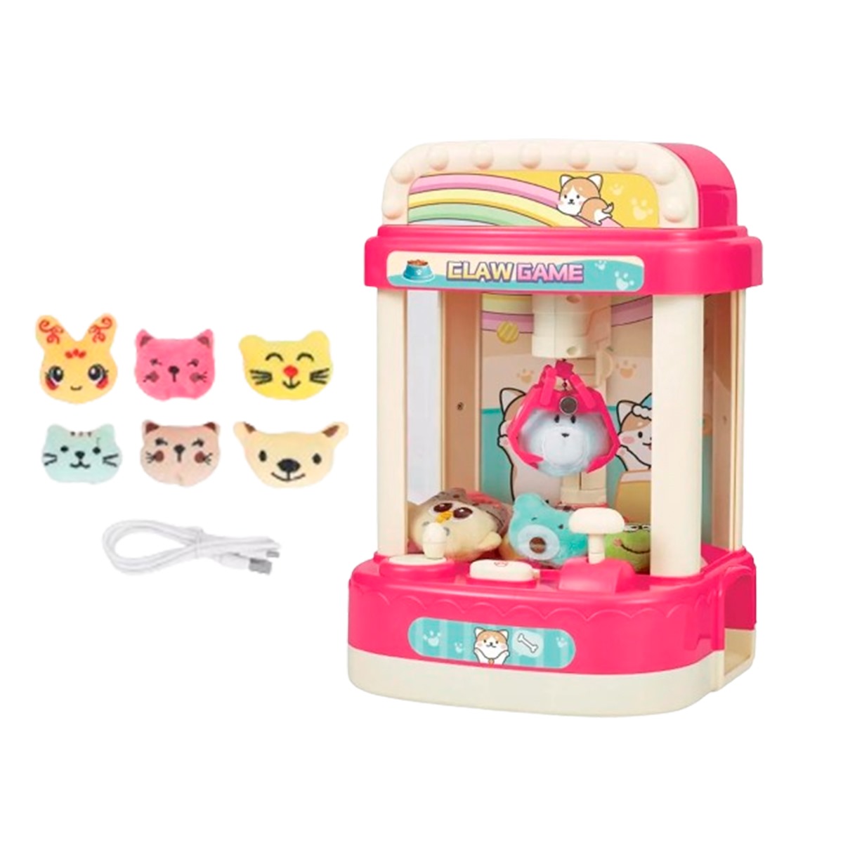 Maquinita de Garra Atrapa Peluches con Efectos de Luz y Sonido (Rosa)