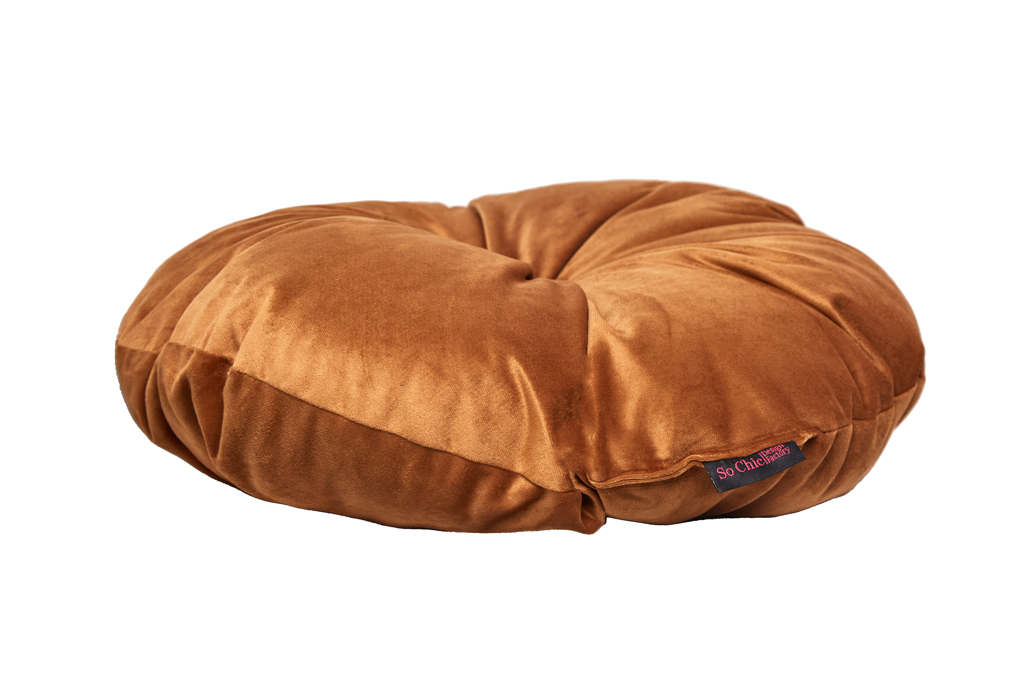 Cojín Decorativo Redondo para Sala o Cama. Funda en Terciopelo Color Canela
