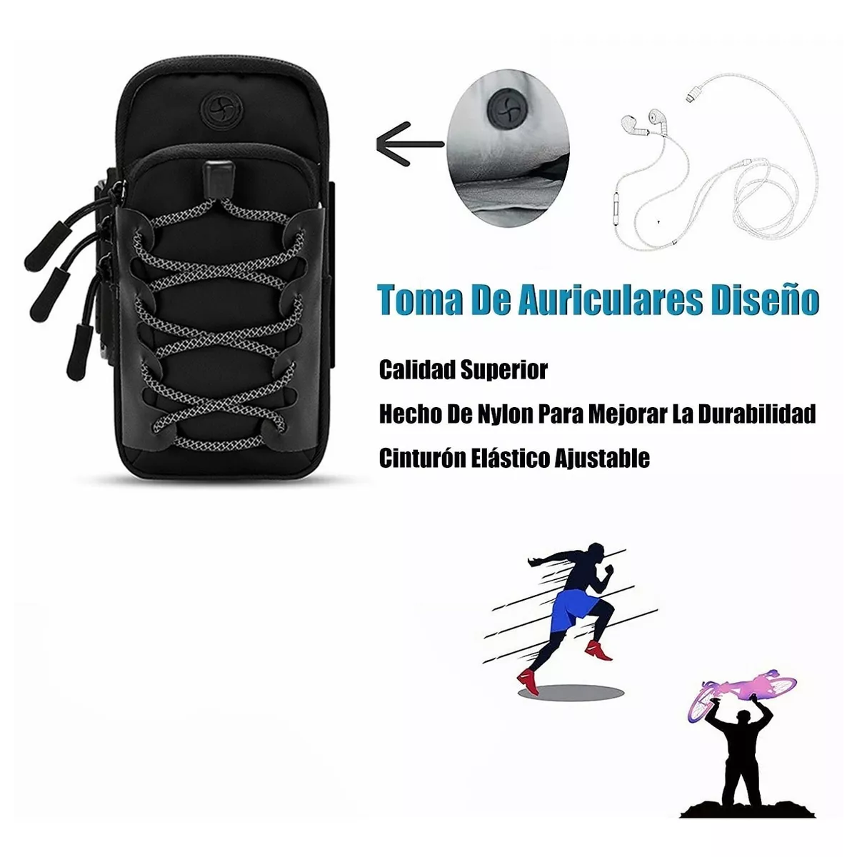 Bolsa De Brazo Deportivo Brazalete Reflectante Para Correr Negro