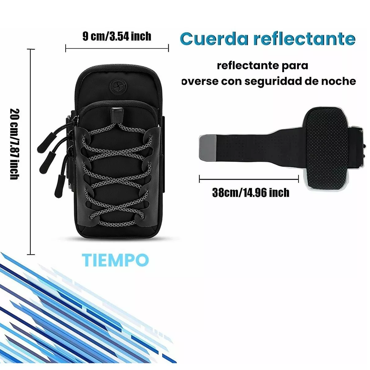 Bolsa De Brazo Deportivo Brazalete Reflectante Para Correr Negro