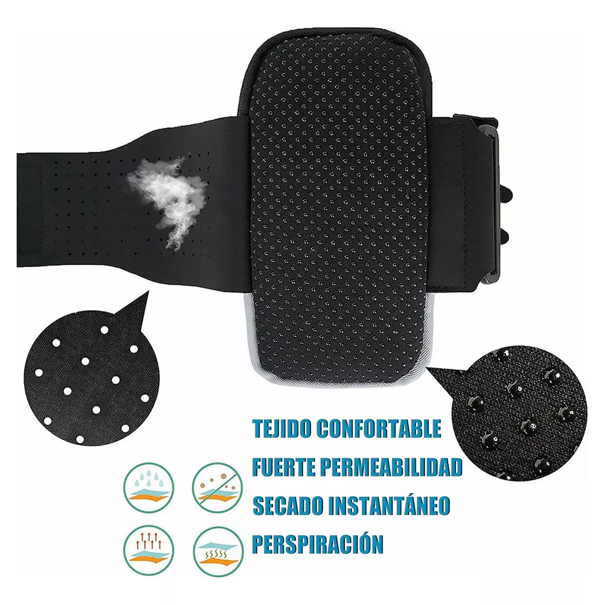 Bolsa De Brazo Deportivo Brazalete Reflectante Para Correr Negro