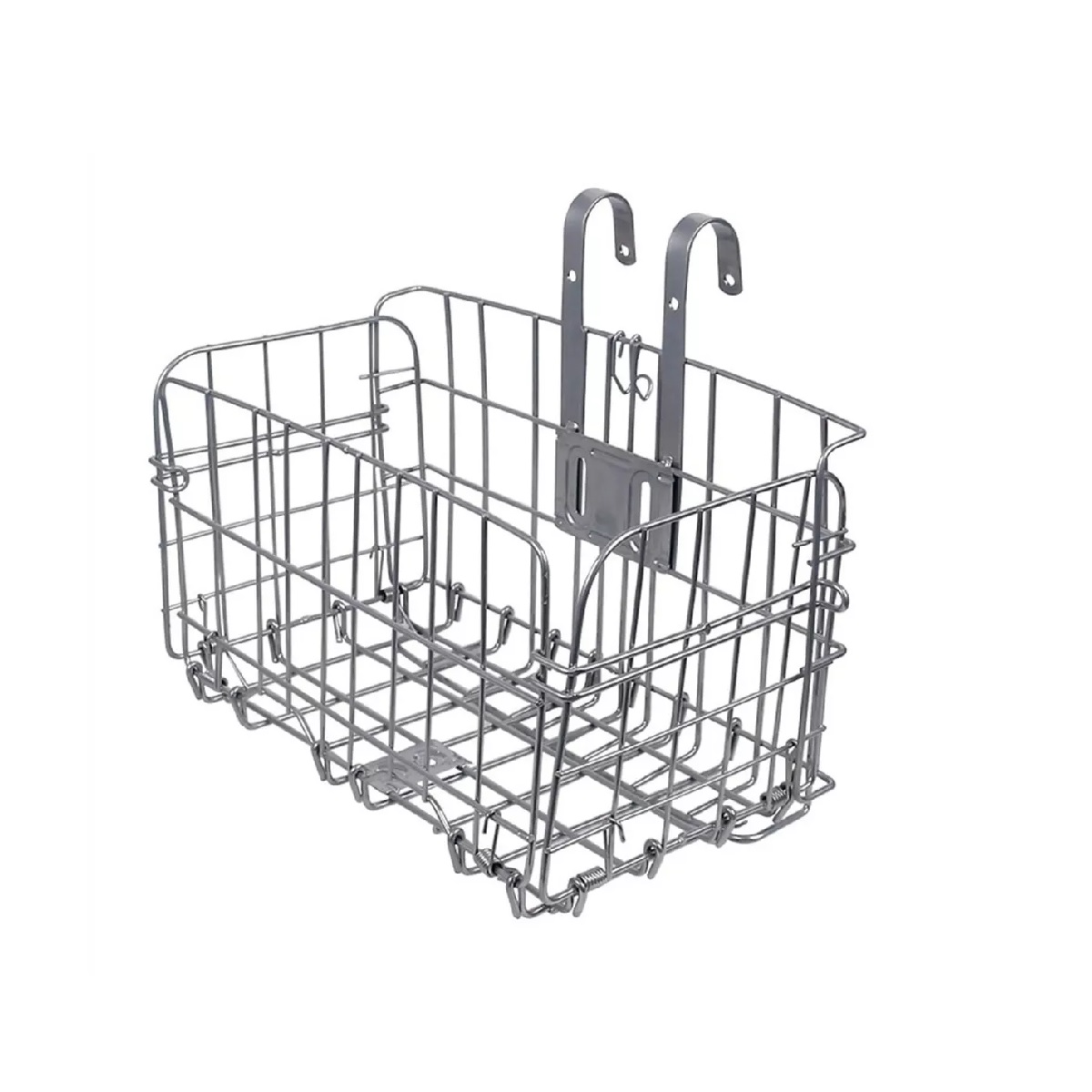 Canasta Plegable De Acero Reforzado Para Bicicleta Plata