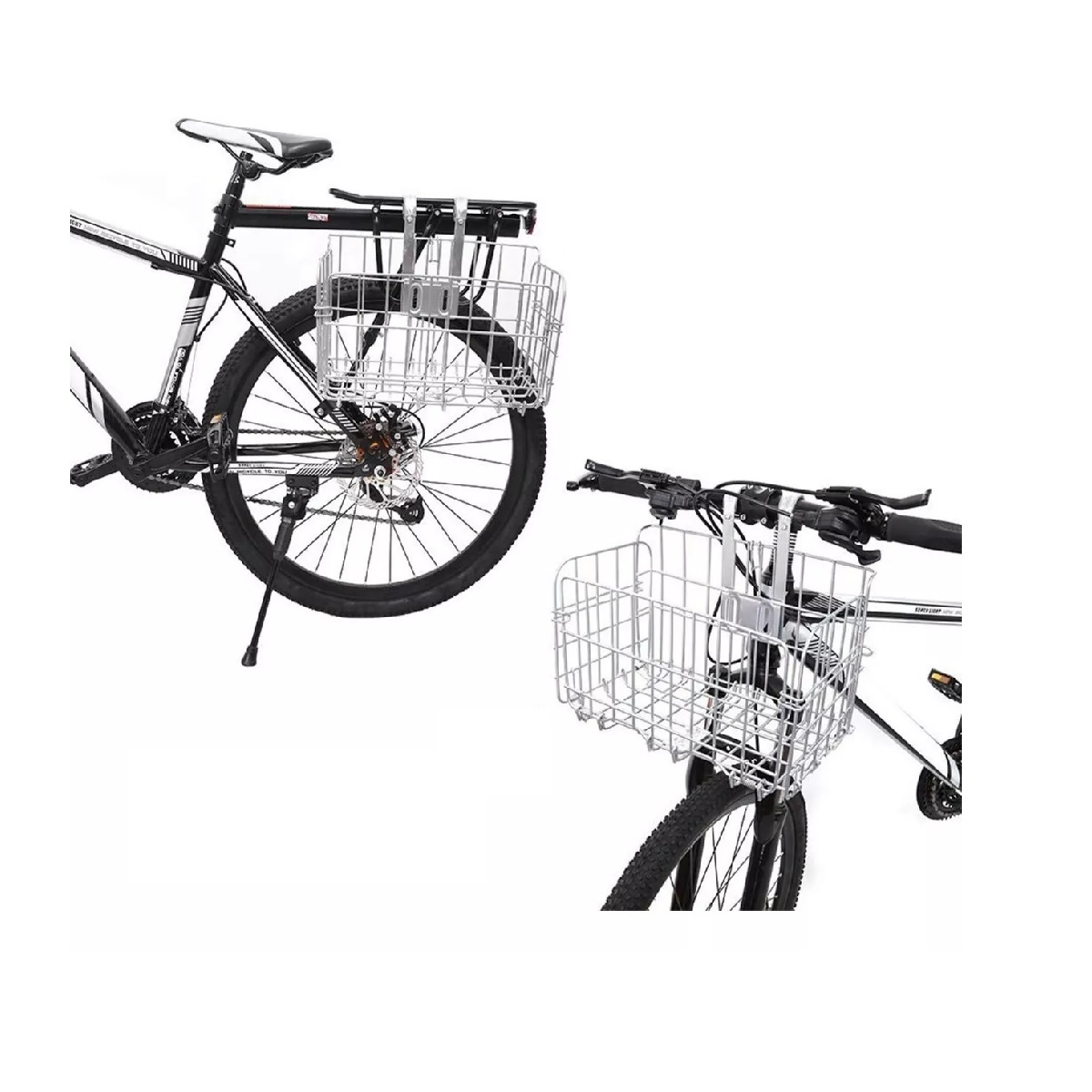 Canasta Plegable De Acero Reforzado Para Bicicleta Plata