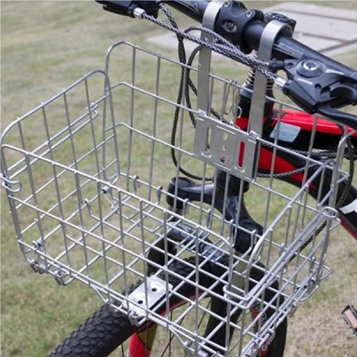 Canasta Plegable De Acero Reforzado Para Bicicleta Plata