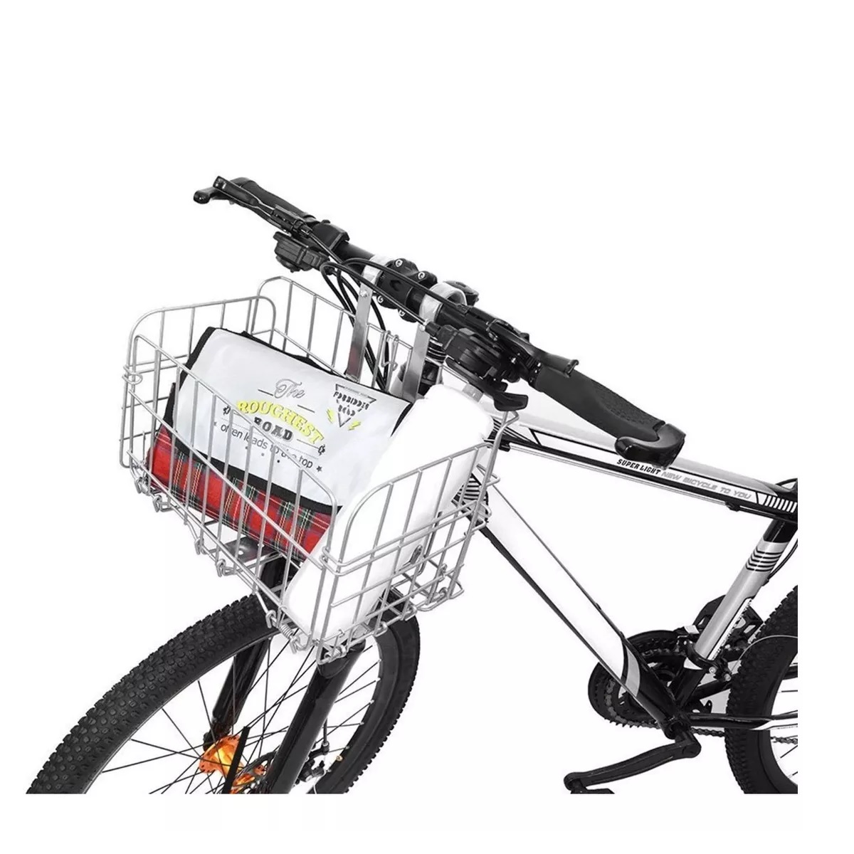 Canasta Plegable De Acero Reforzado Para Bicicleta Plata