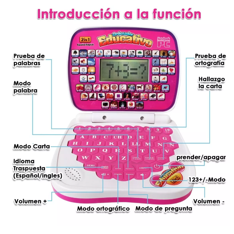 Laptop Interactiva Y Didáctica Español Juguete Para Niños