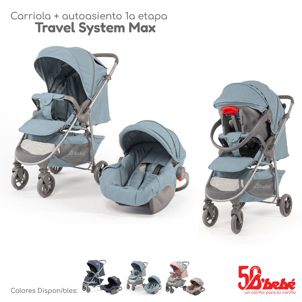 Carriola Sistema de Viaje D'bebé Max Menta.