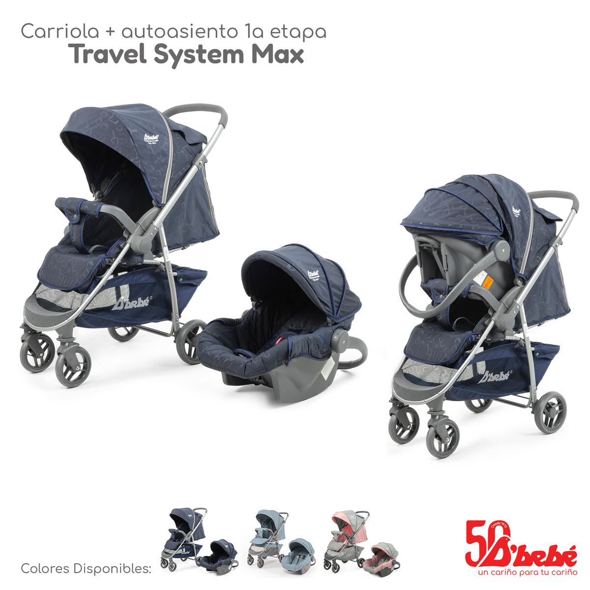 Carriola Sistema de Viaje D'bebé Max Azul.