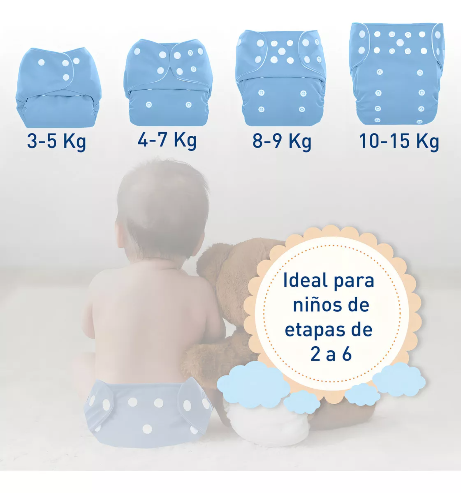 Pañales Pañales Ecológicos unisex Ajustable en pack de 6 x 6 unidades