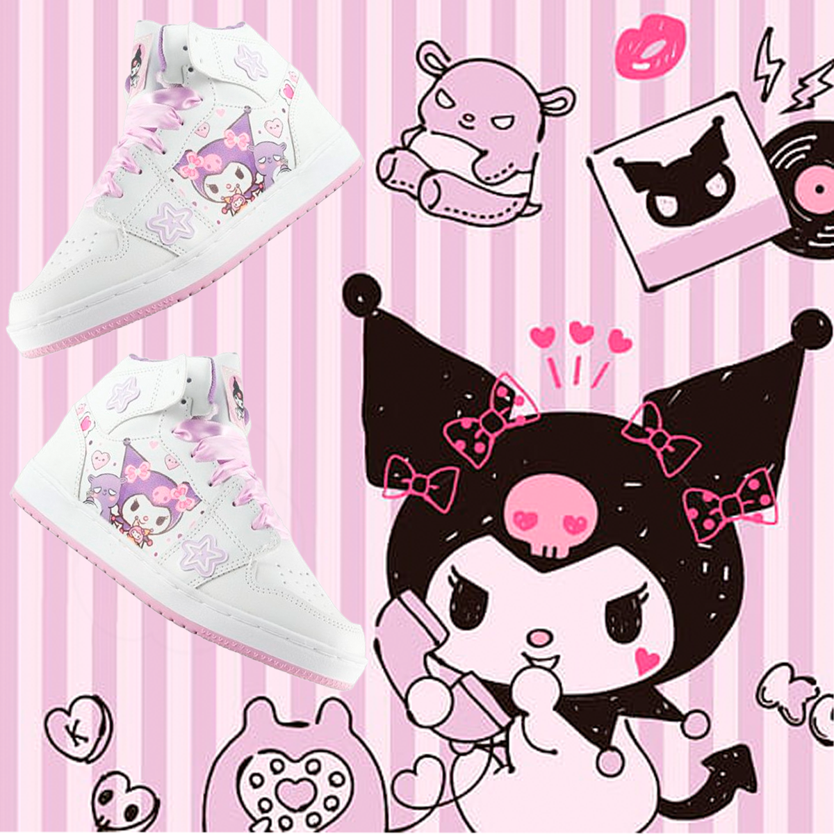 Tenis Niña Kuromi My Melody Moda Deportivo Cosidos 416-A-BLK