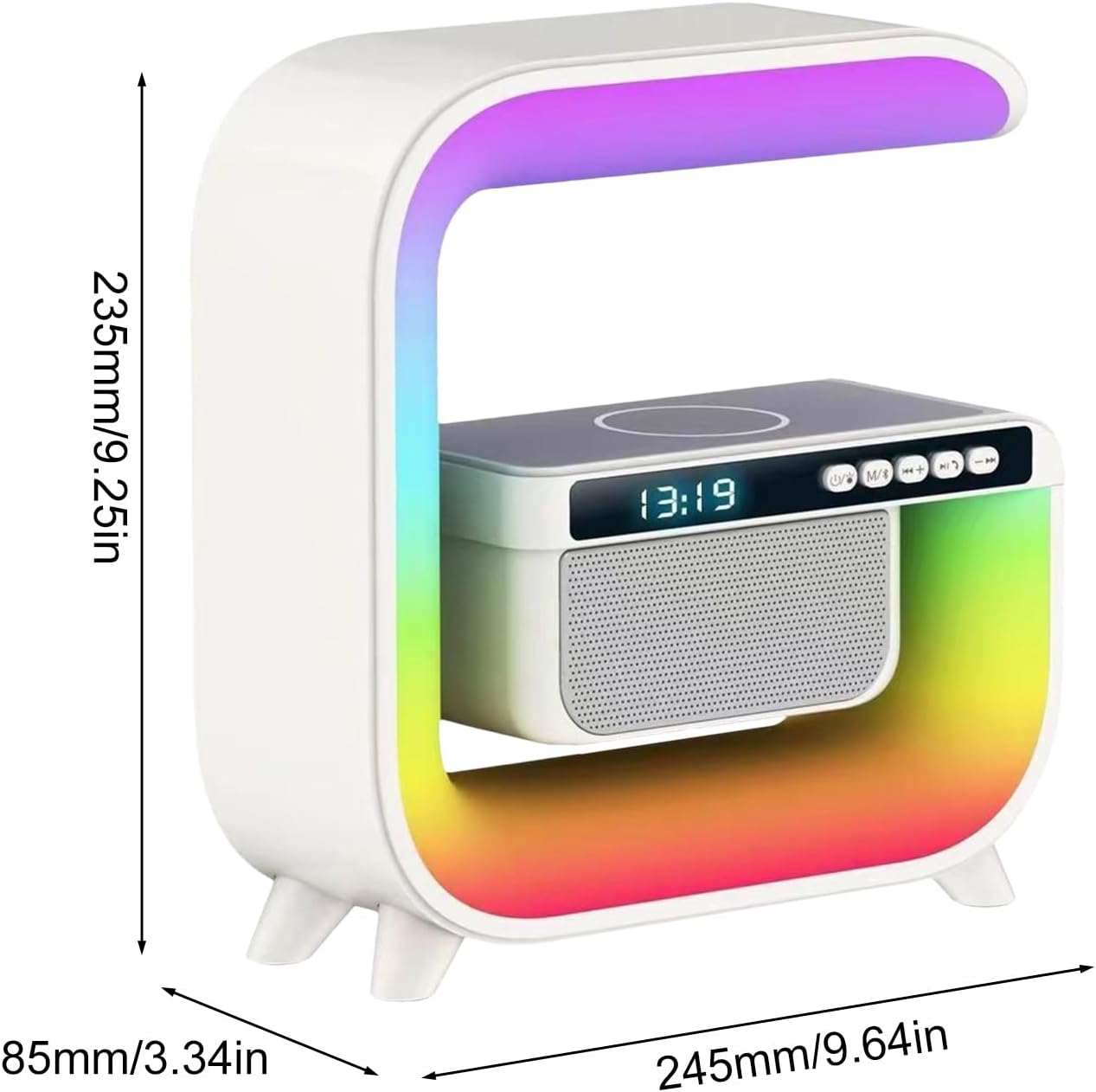Lámpara De Mesa Con Cargador Inalámbrico Y Bocina Bluetooth (White)