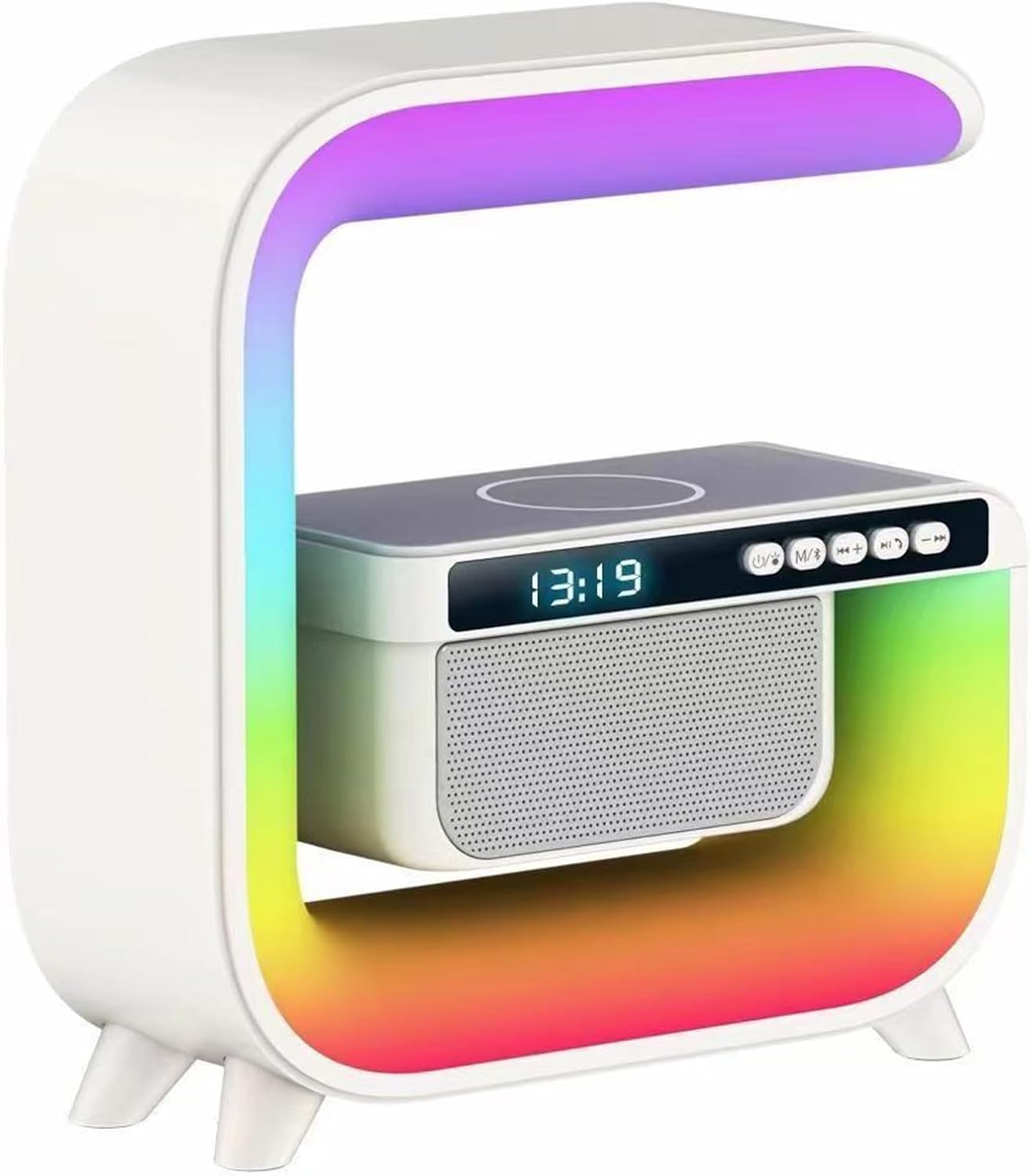 Lámpara De Mesa Con Cargador Inalámbrico Y Bocina Bluetooth (White)
