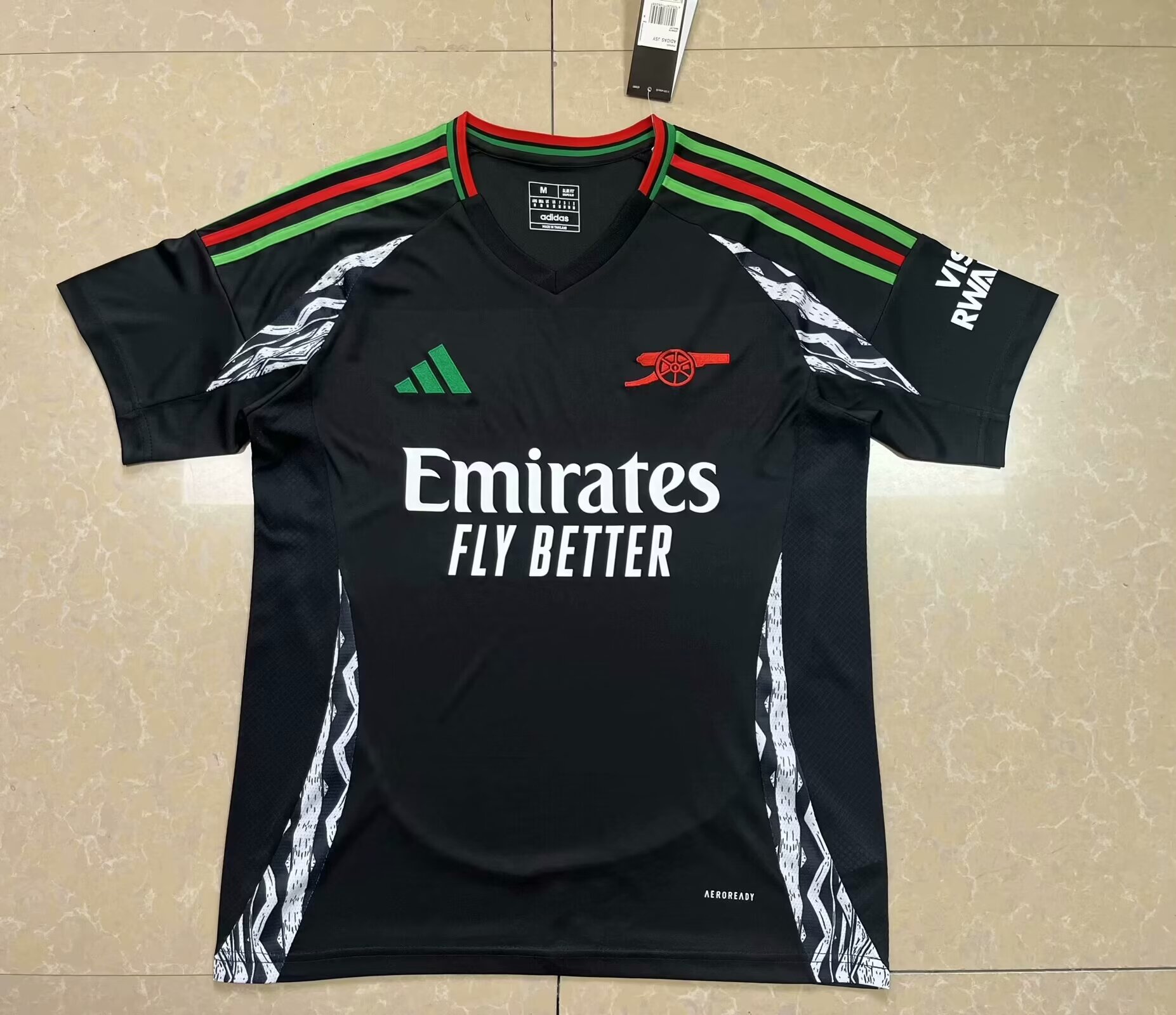Nuevo! Jersey Arsenal Gunners Inglaterra 2024/2025 Visita Negra Parche Premier Talla S