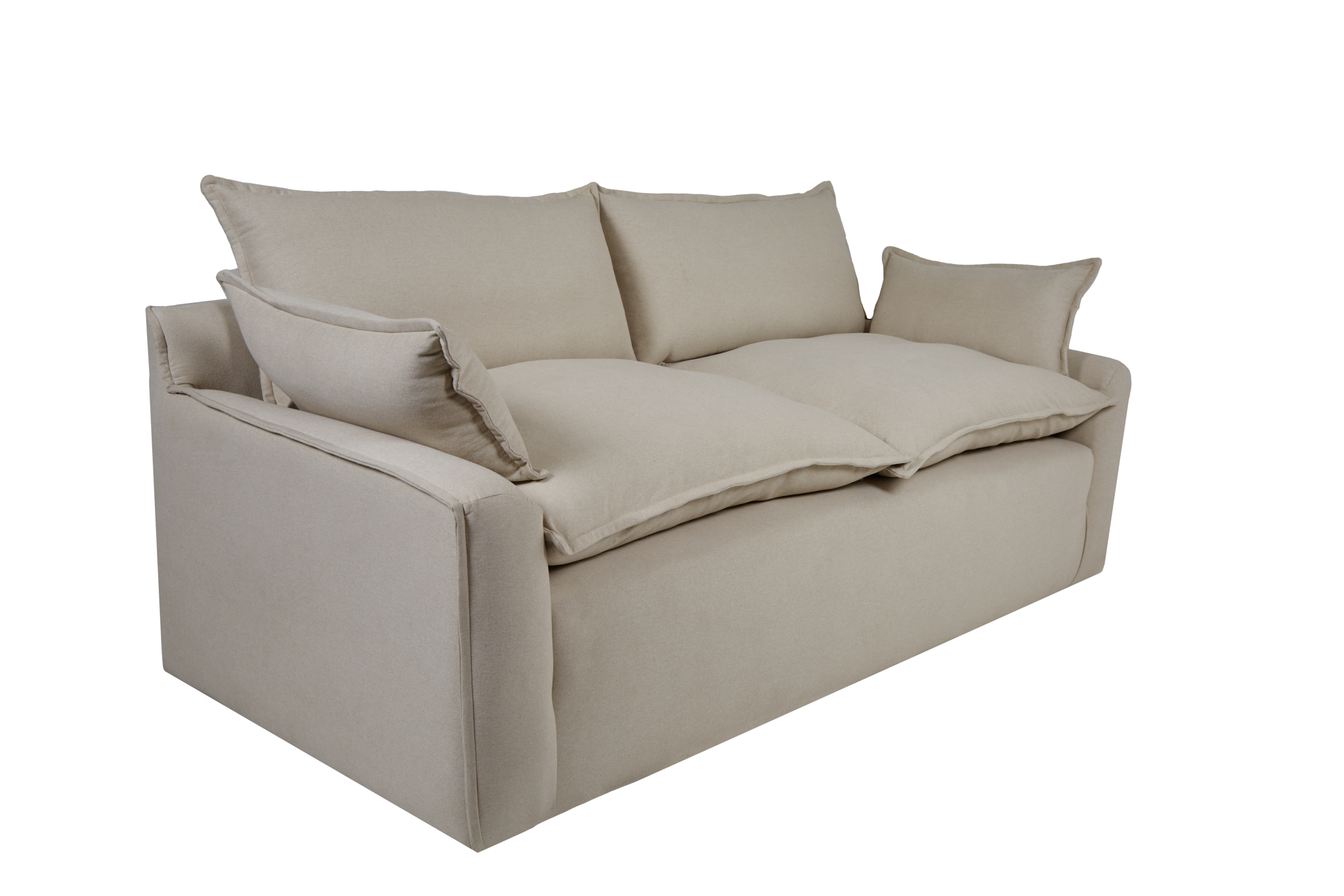 Sofá de 3 Plazas Tapizado Color Beige. Estructura de Madera Sólida