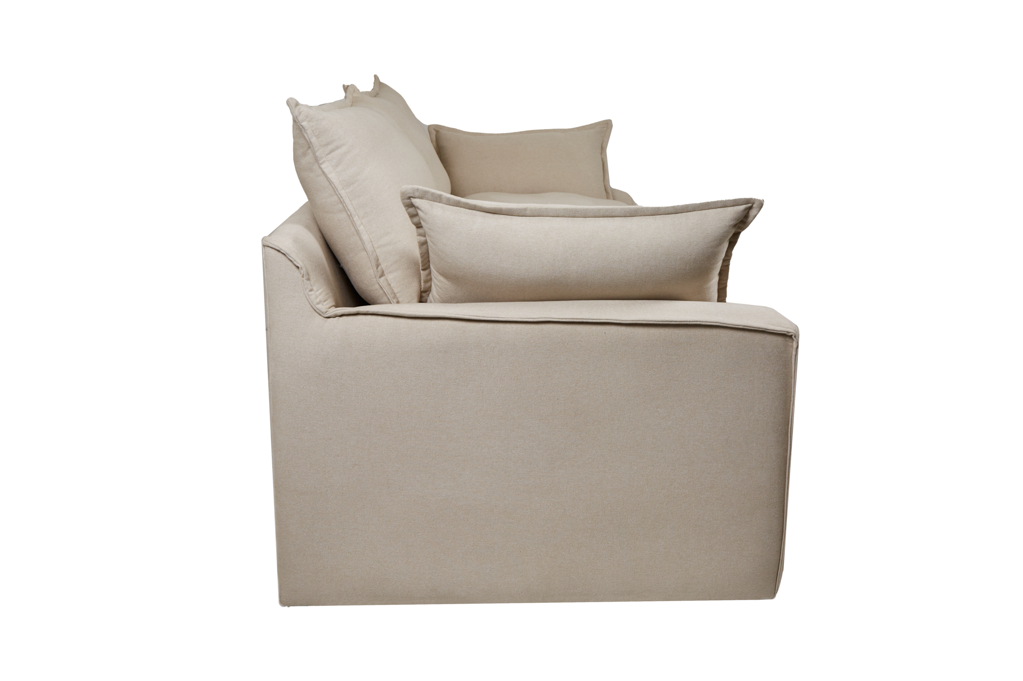Sofá de 3 Plazas Tapizado Color Beige. Estructura de Madera Sólida