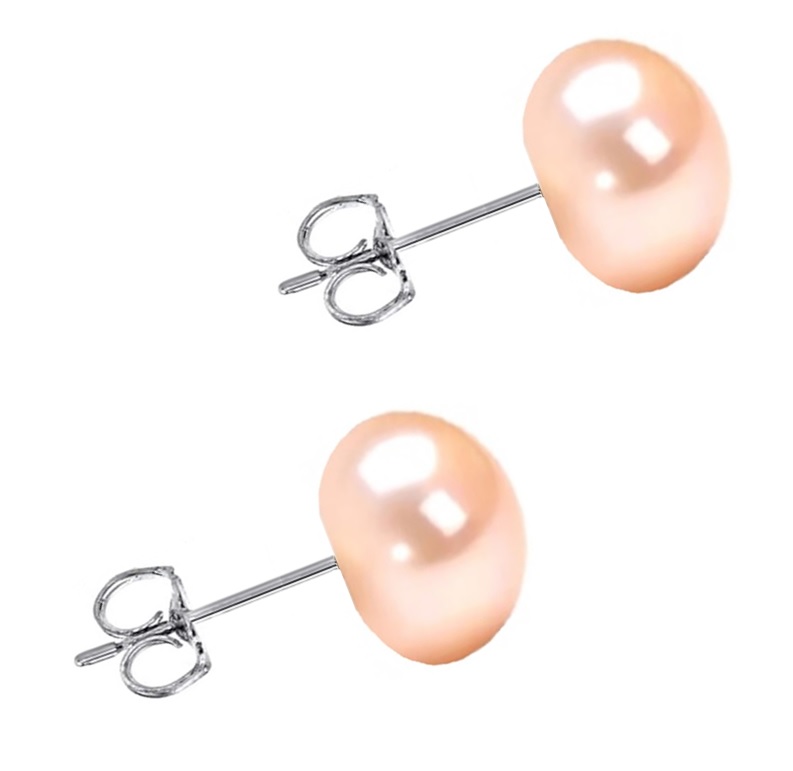 Aretes Perla Cultivada Rosa Suave Natural y Plata .925 A085