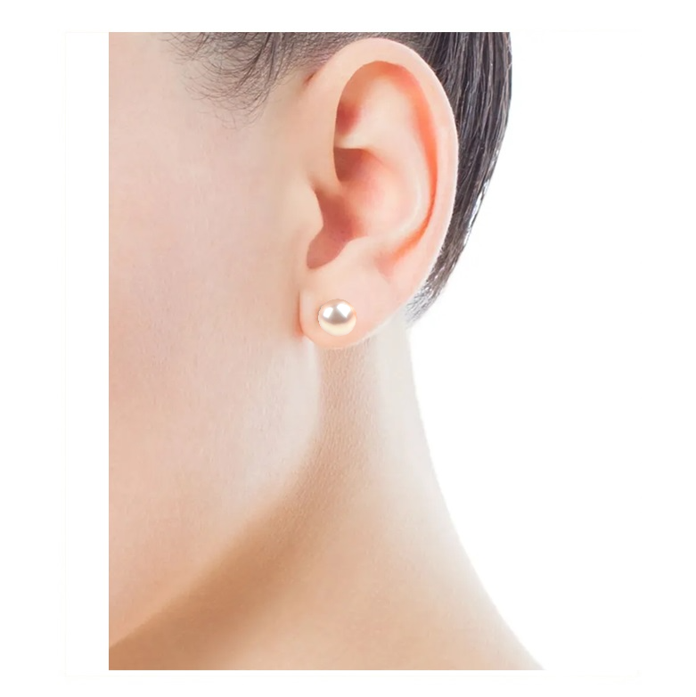 Aretes Perla Cultivada Rosa Suave Natural y Plata .925 A085