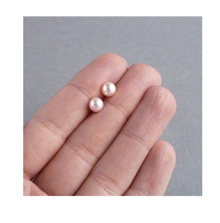Aretes Perla Cultivada Rosa Suave Natural y Plata .925 A085