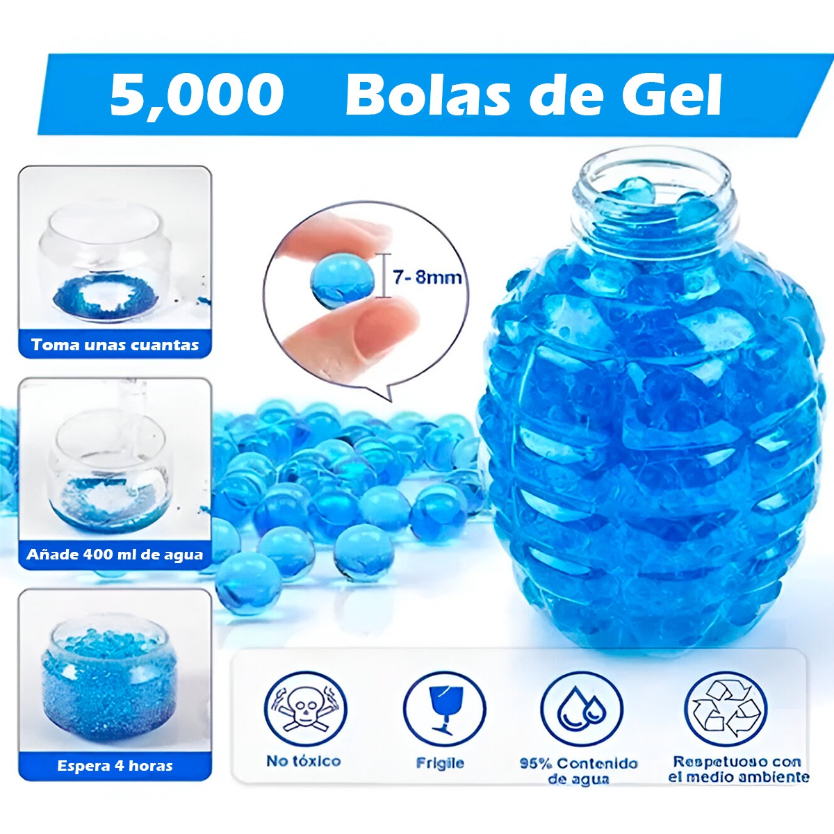 Ametralladora Automática Eléctrica Lanzadora de Bolitas Hidrogel (Naranja)