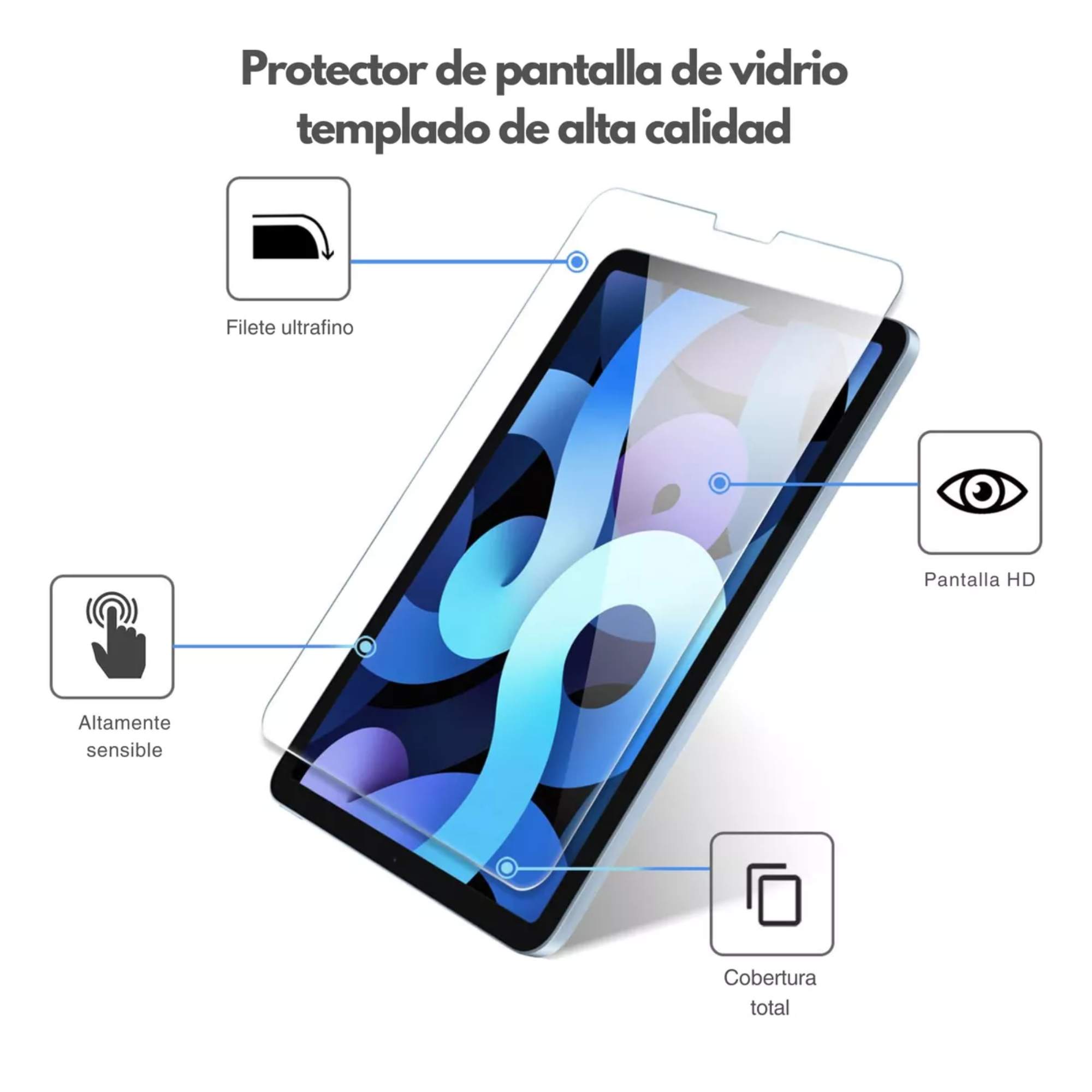 Mica De Cristal Templado Protector De Pantalla Compatible Para iPad Air 4th/5th / iPad Pro 11 Gran Protección y Calidad