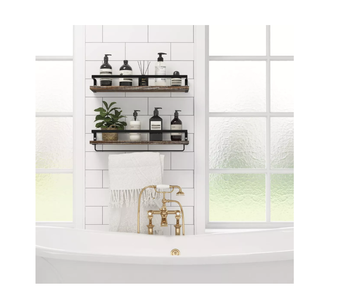 Repisas Flotantes Set De 2 Estantes De Madera Para Dormitorio Baño