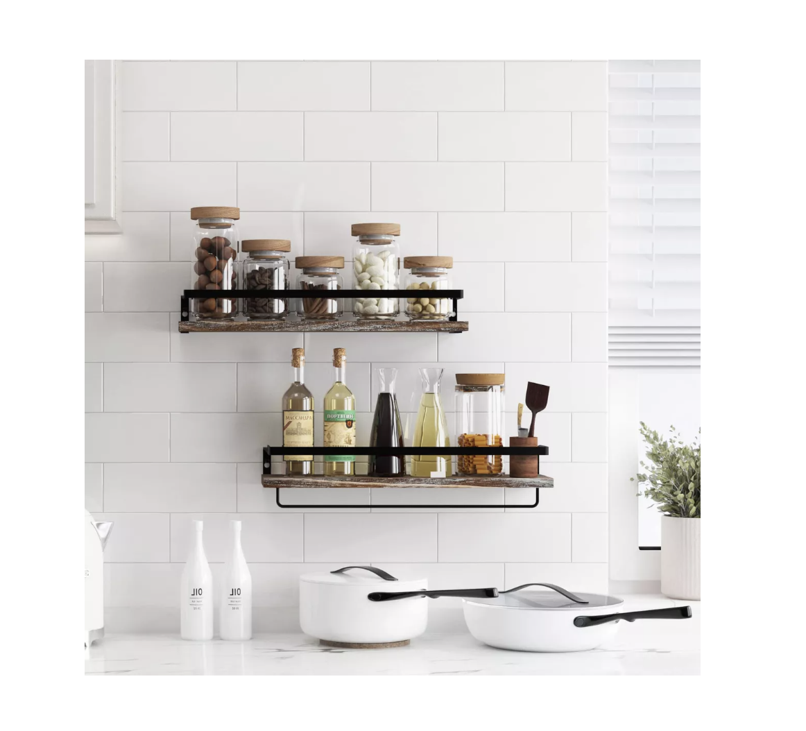 Repisas Flotantes Set De 2 Estantes De Madera Para Dormitorio Baño
