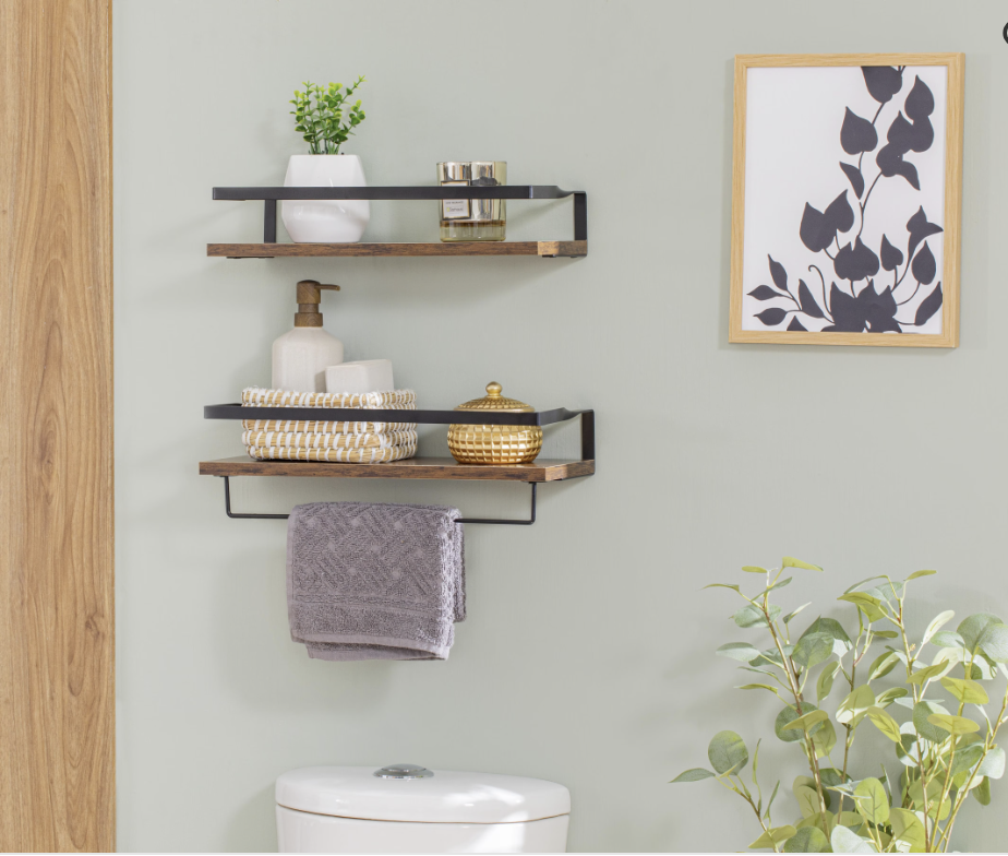 Repisas Flotantes Set De 2 Estantes De Madera Para Dormitorio Baño