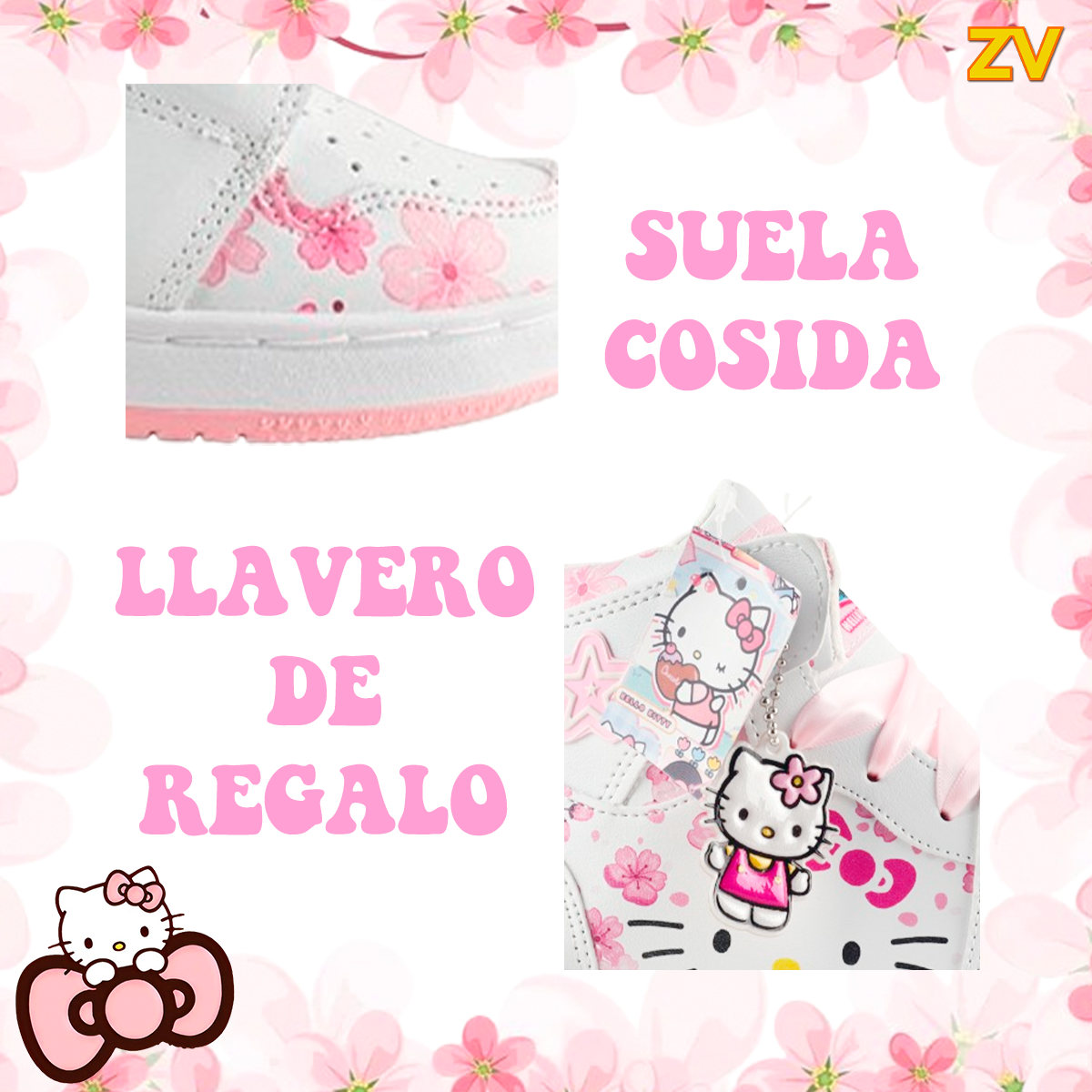Tenis Niña Hello Kitty Moda Deportivo Cosidos 416-a-brk