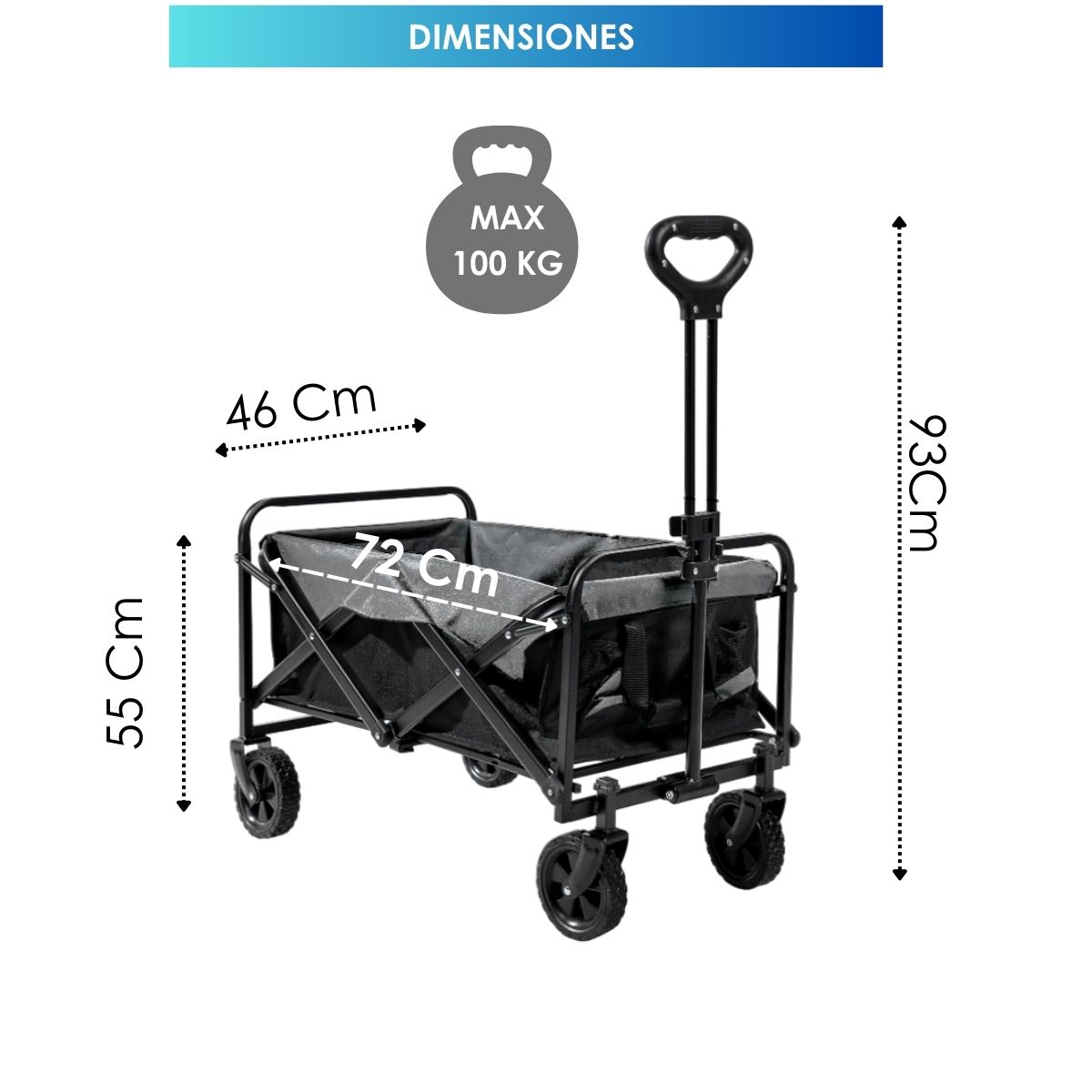 Carrito Vagón Plegable Multiusos Con Mango Resistente .