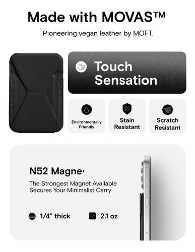 Wallet Tarjetero Para iPhone Magnético Con Soporte Plegable NEGRO