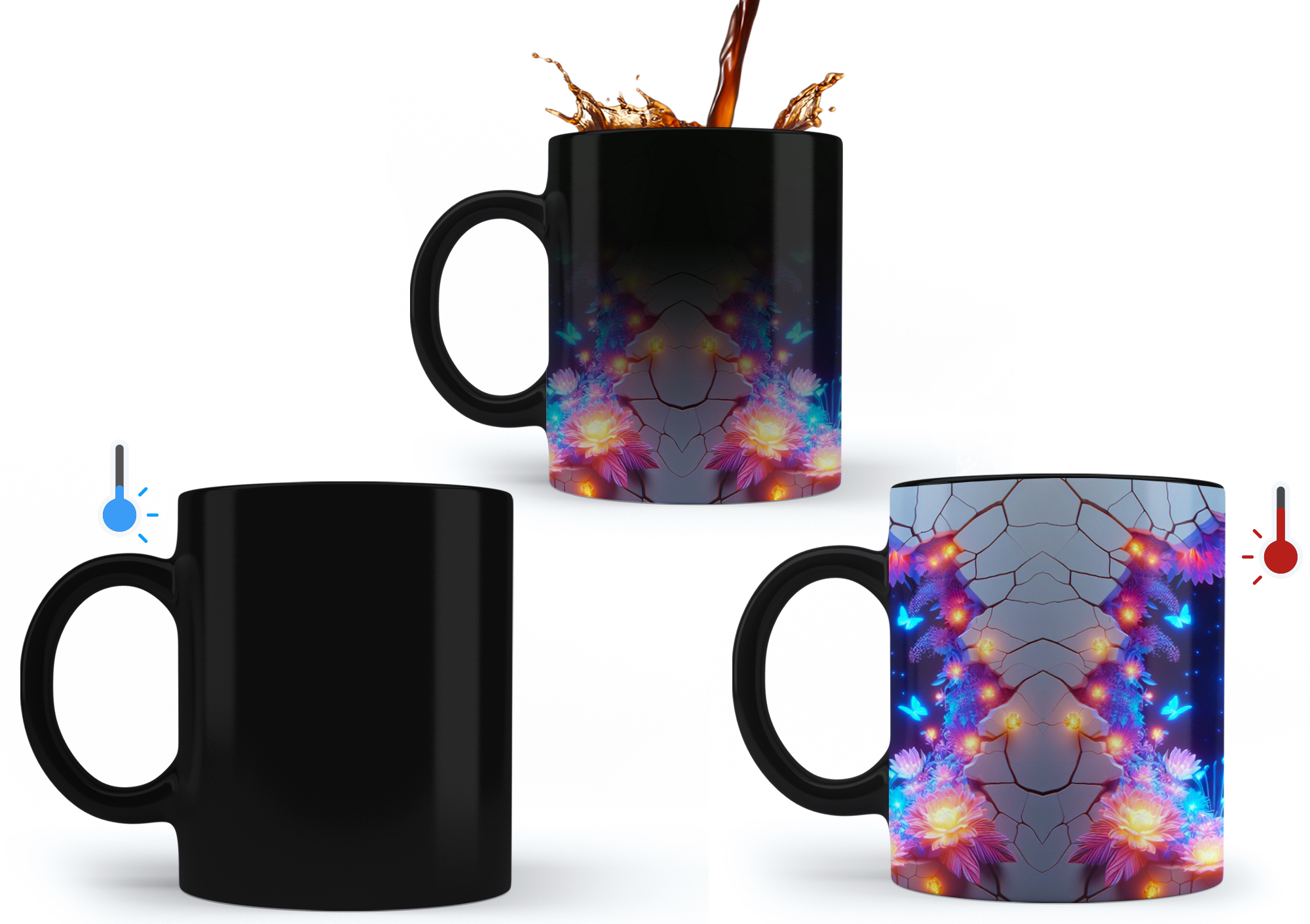 Taza Mágica céramica Para Café diseño Mariposa 3d 