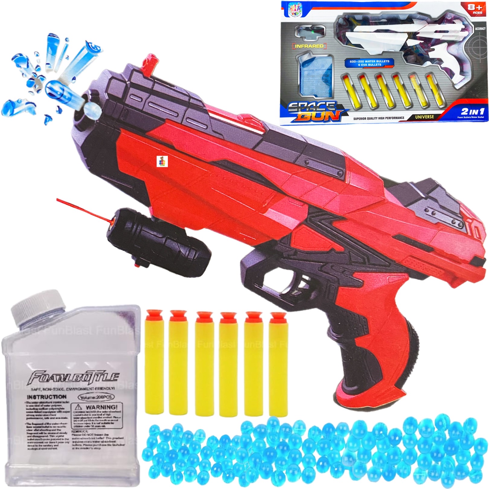 Pistola de Juguete Lanza Dardo y Hidrogel Con Laser 800 Hidrogel Space Gun 2en1