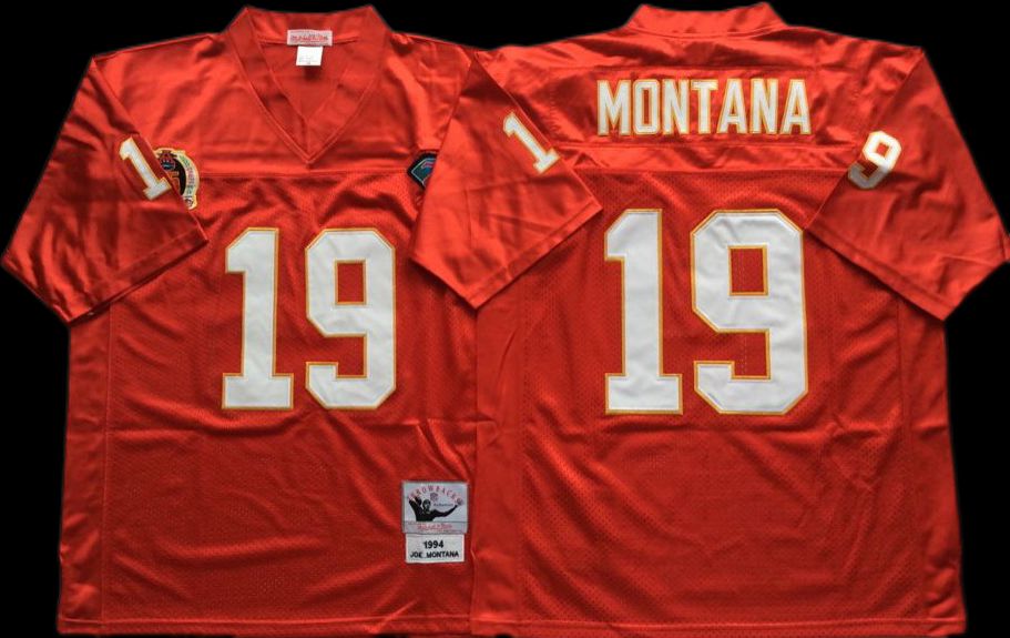 Fantastico! Jersey Jefes Kansas City Chiefs BORDADO Joe Montana 19 RETRO Talla L