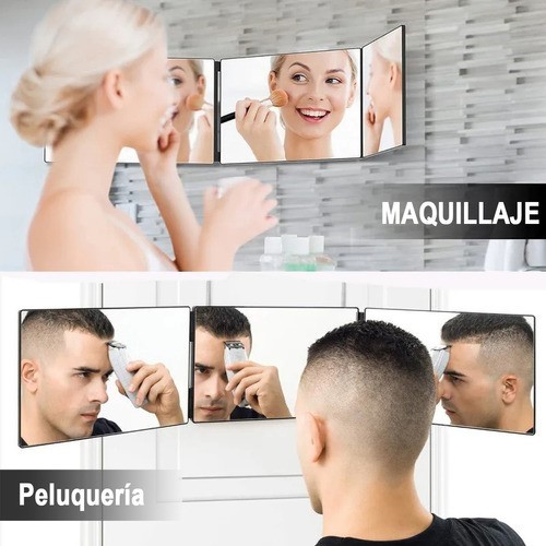 Espejo Tríptico 360 Grados Para Corte De Pelo Estilo