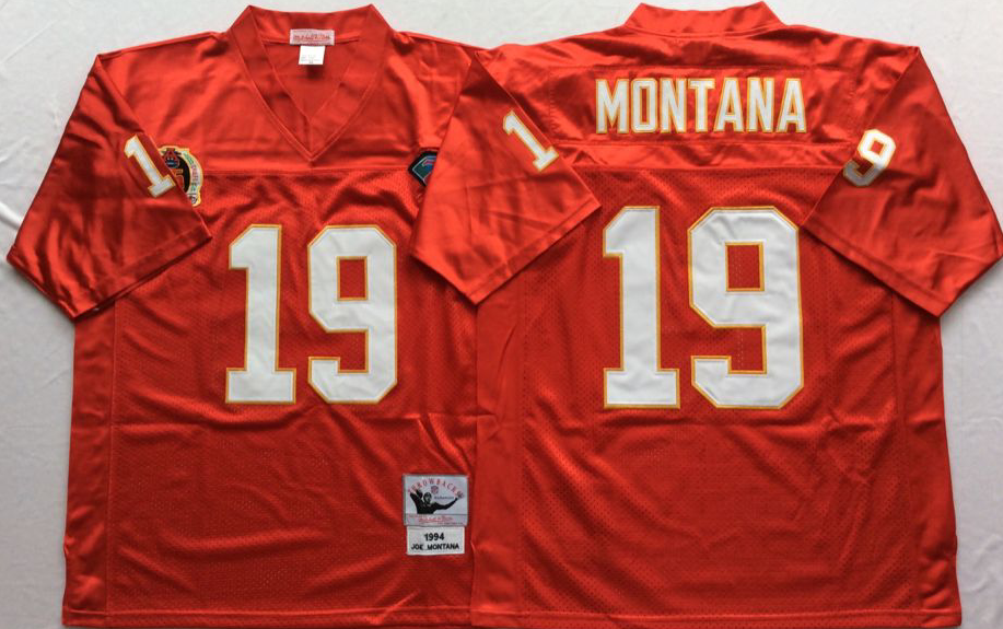 Fantastico! Jersey Jefes Kansas City Chiefs BORDADO Joe Montana 19 RETRO Talla L