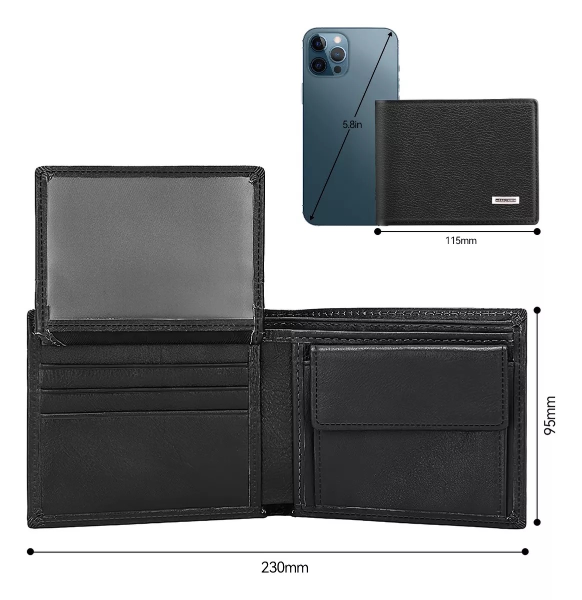 Cartera Caballero Piel Wallet Carteras Para Hombre Billetera