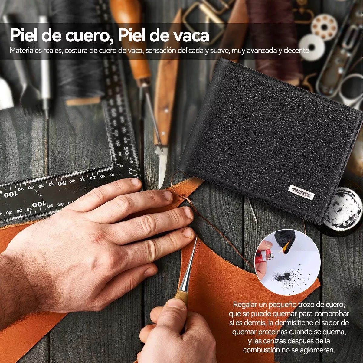 Cartera Caballero Piel Wallet Carteras Para Hombre Billetera