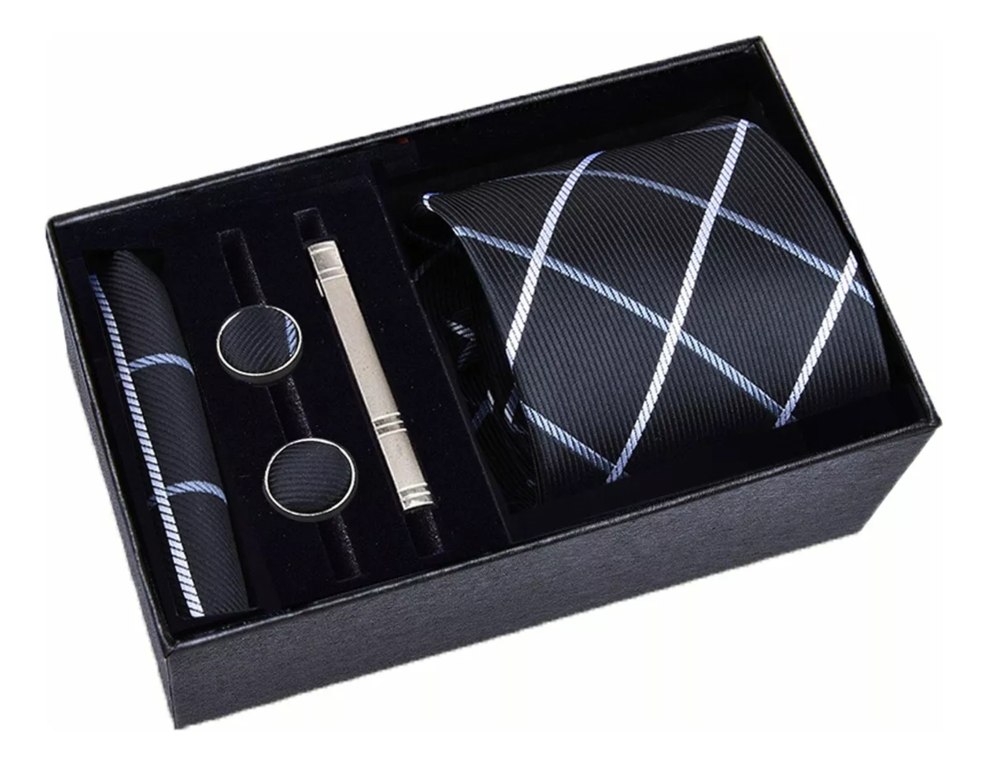 Classic Set Corbata Pañuelo Mancuernilla Hombre 5 Piezas