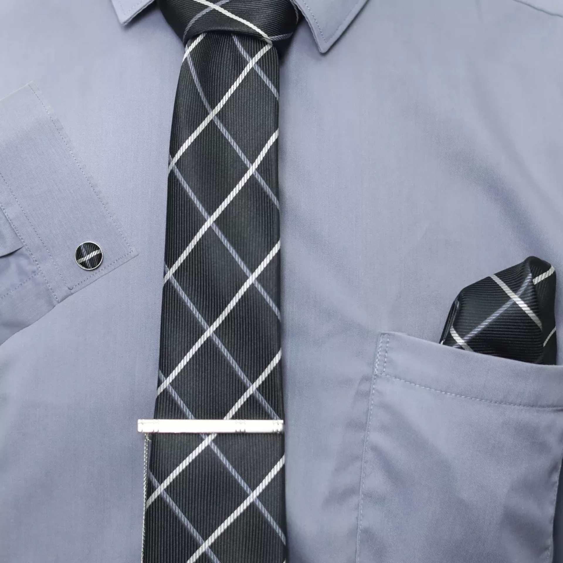 Classic Set Corbata Pañuelo Mancuernilla Hombre 5 Piezas